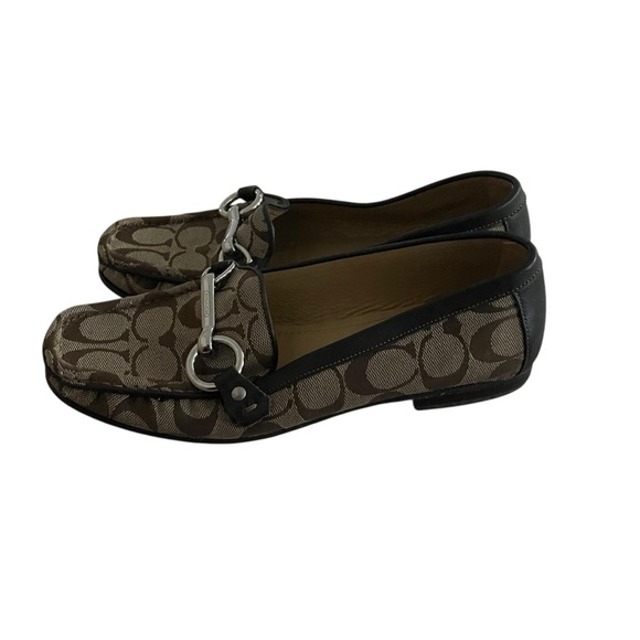 Coach Janie Loafer Brown Flats with Signature Monogram Women Size 7 - Picture 4 of 6